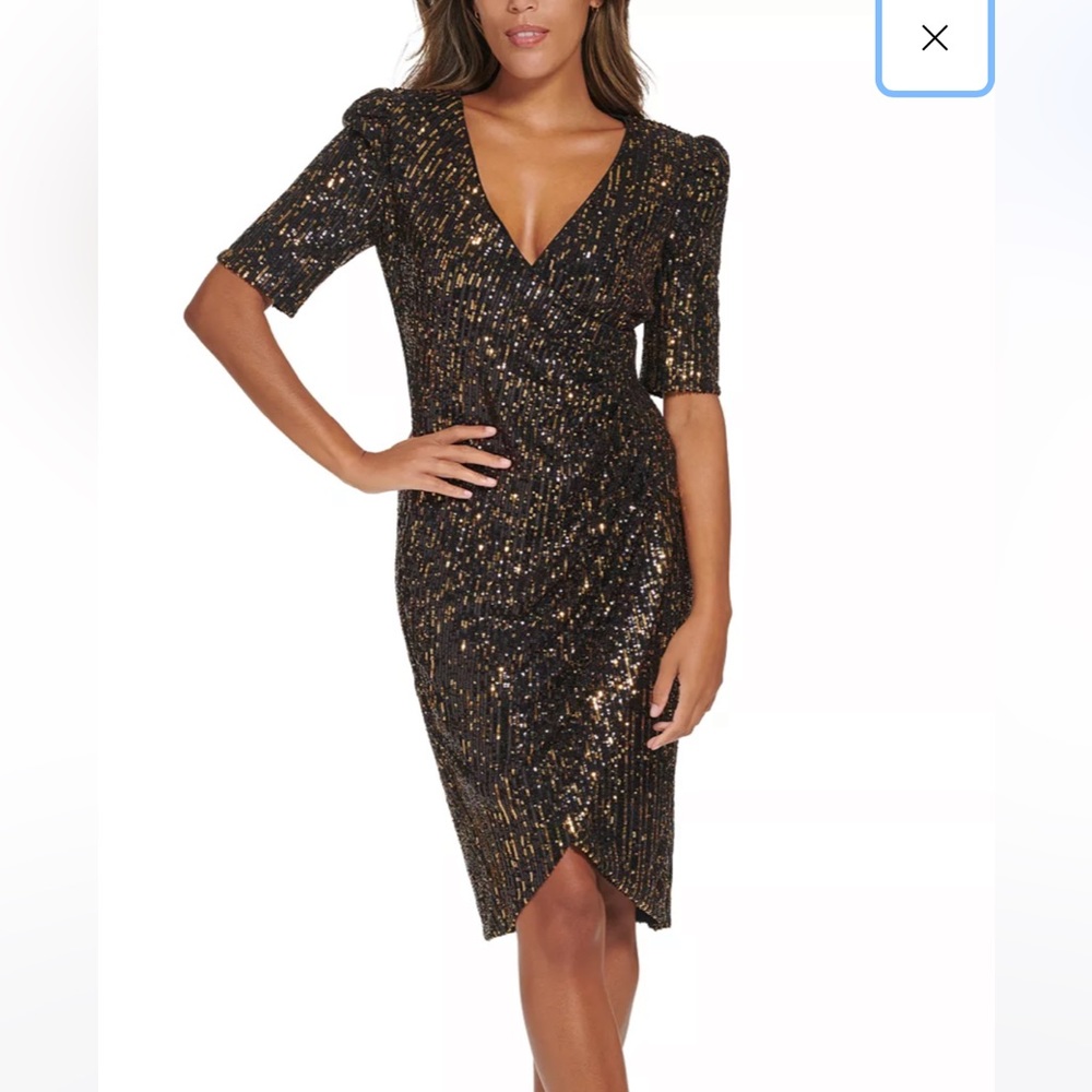 Sequined wrap dress by Calvin Klein